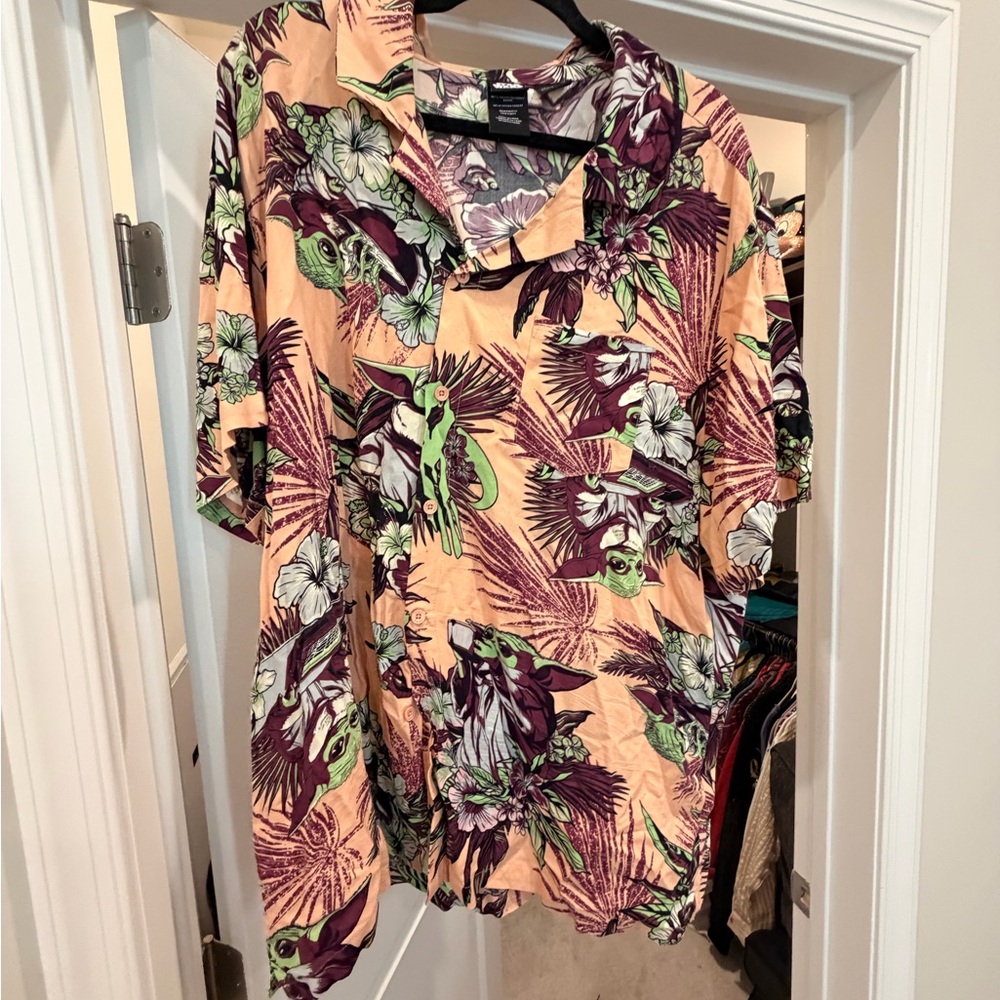 Star Wars Men's Shirt with Purple and Green Floral Design